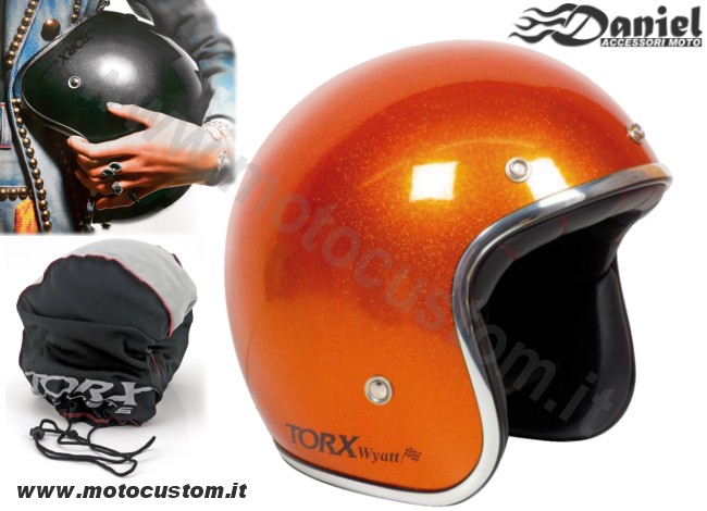 Casco Torx Wyatt 70 Flake Arancio , Daniel accessori moto