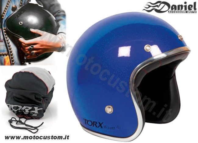 Casco Torx Wyatt 70 Flake Blu , Daniel accessori moto