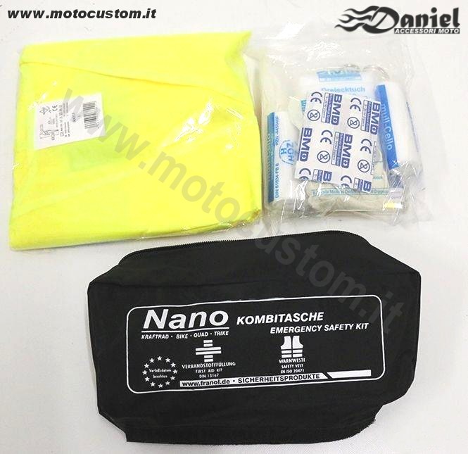 Kit emergenza con giubbino cod 1823, Daniel accessori moto