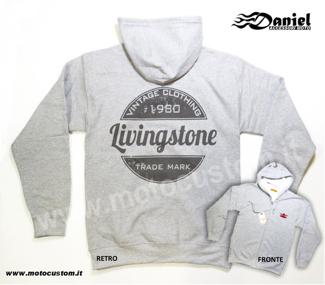 Felpa Livingstone Gray Logo , Daniel accessori moto