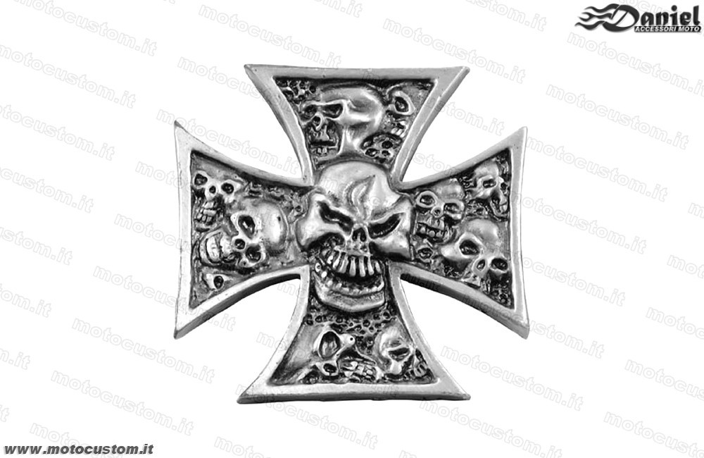 Emblema Cross e Multi Skull cod 1570, Daniel accessori moto