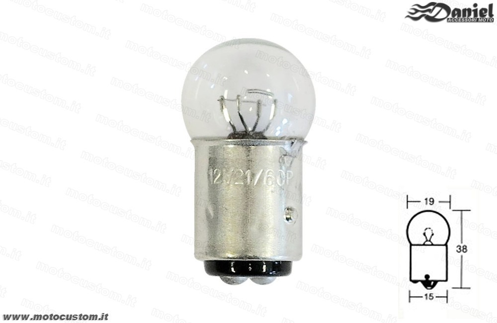 lampadina doppio filamento 21 e 8 w cod 305, Daniel accessori moto