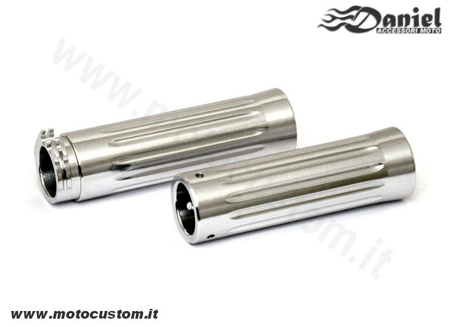 Manopole moto alluminio satinato Grooved cod 1041, Daniel accessori moto