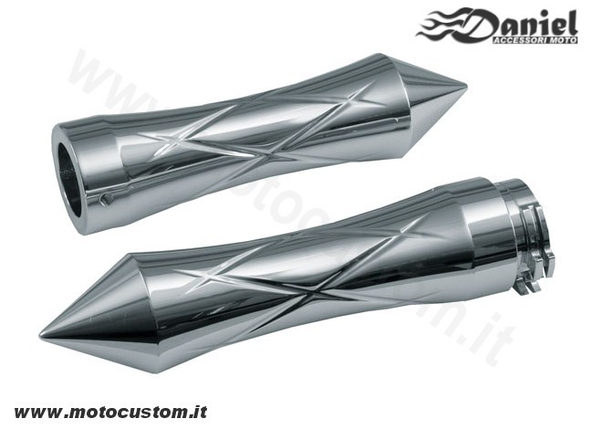 Manopole cromate a punta Nitro cod 1901, Daniel accessori moto