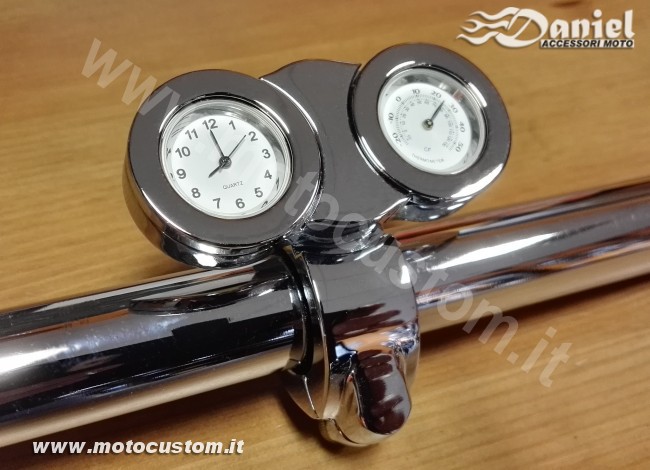 Orologio e termometro da manubrio moto cod 1826, Daniel accessori moto