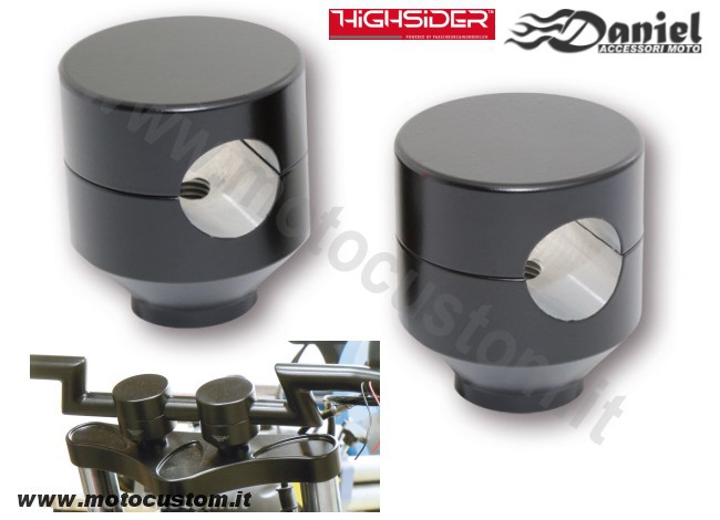 Riser alzamanubrio moto Piston neri cod 1883, Daniel accessori moto